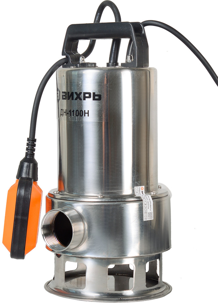 Насос Вихрь ДН-1100Н 68/2/5, 258 л/мин, 40 мм, напор 10 м, d=32 мм, 1100 Вт, Оранжевый №1