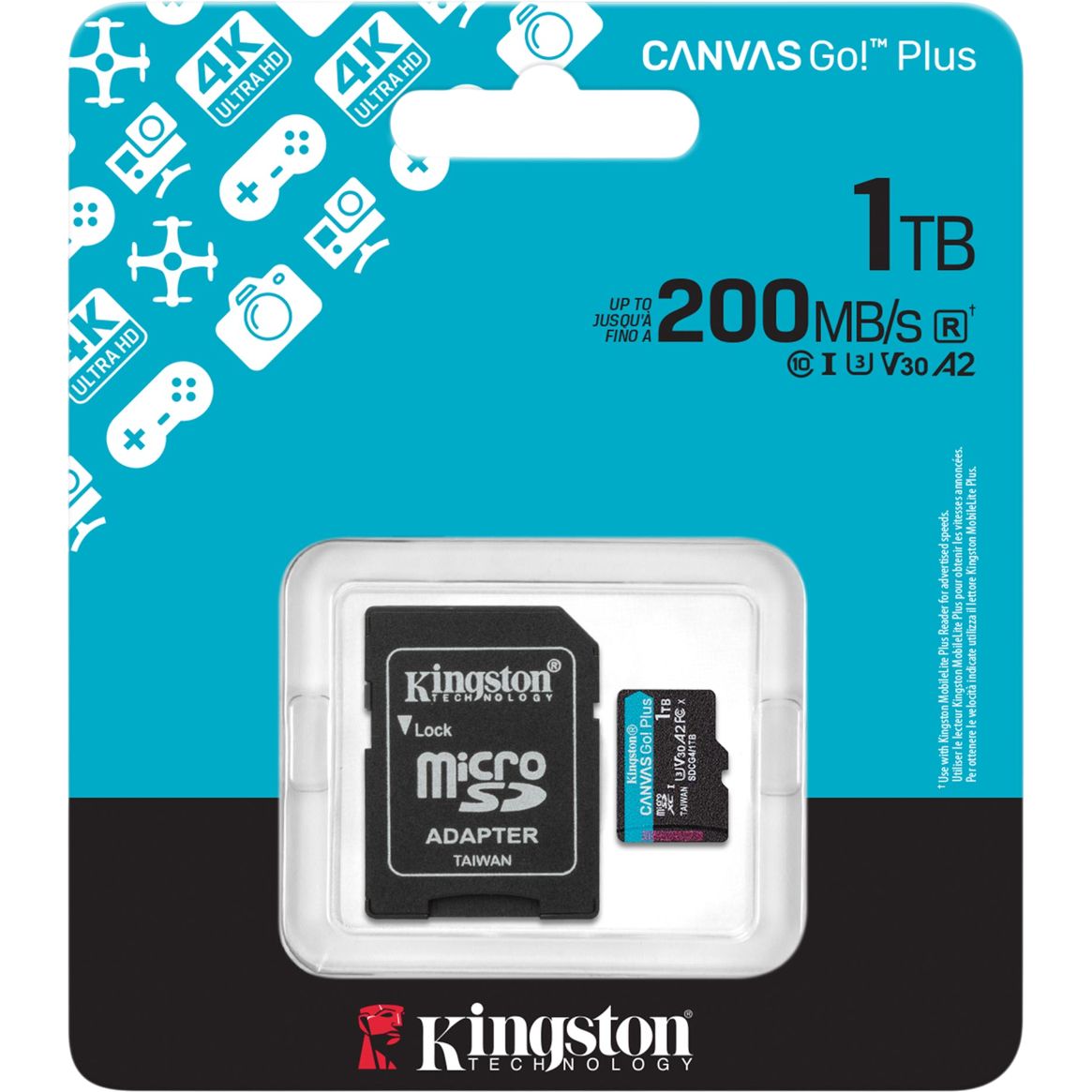 Карта памяти Kingston Canvas Go! Plus MicroSD + SD адаптер (SDCG4/1TB), 1 Тб детальное изображение - 3