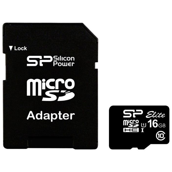 Карта памяти Silicon Power Elite MicroSD + SD адаптер (SP016GBSTHBU1V10SP), 16 Гб детальное изображение - 1