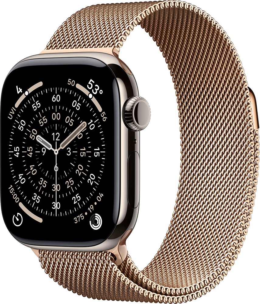Умные часы Apple Watch Series 11 42 мм, Natural Titanium Case with Gold Milanese Loop, GPS + Cellular, Серебристый/Золотой детальное изображение - 1