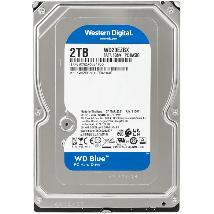 Жёсткий диск WD Blue WD20EZBX, SATA-III, 7200 об/мин, 2 ТБ №1