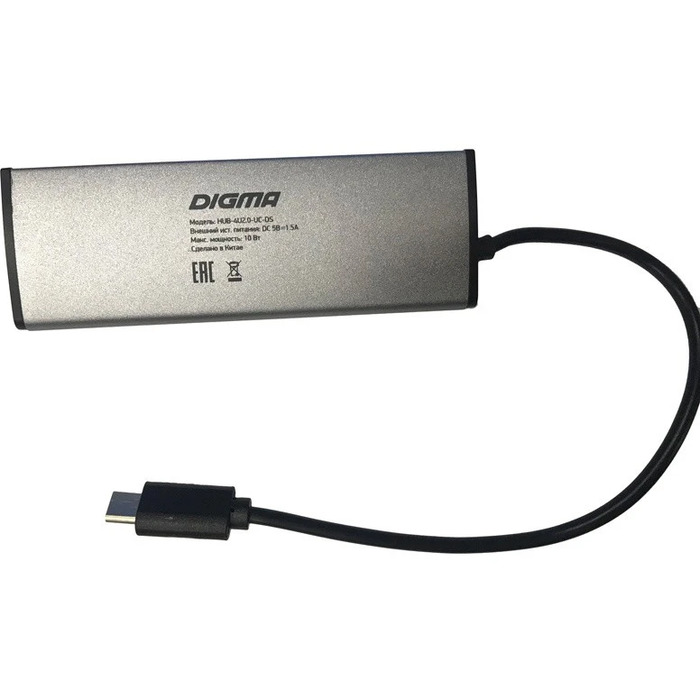 USB-концентратор Digma HUB-4U2.0-UC-DS, Серебристый №2
