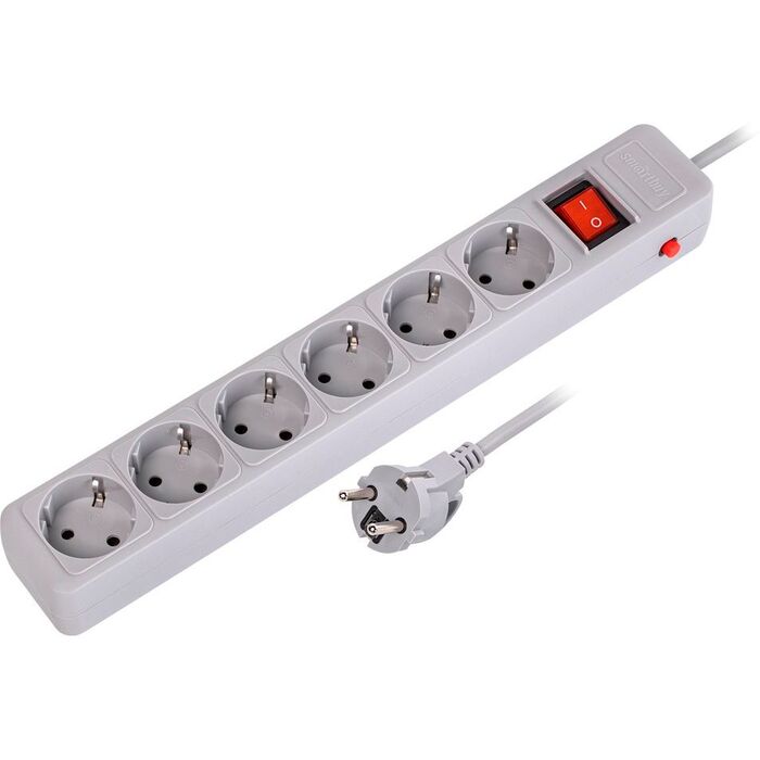 Сетевой фильтр SmartBuy SBSP-6-50-G, 5 м, Серый №1