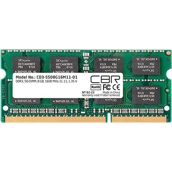 Оперативная память CBR SO-DIMM DDR-III 1600MHz, CD3-SS08G16M11-01, 8 Гб детальное изображение - 1