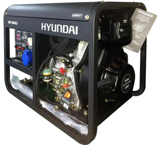 Генератор дизельный с воздушным охлаждением HYUNDAI DHY 8500LE, открытый, 6.5 кВт, Черный детальное изображение - 2