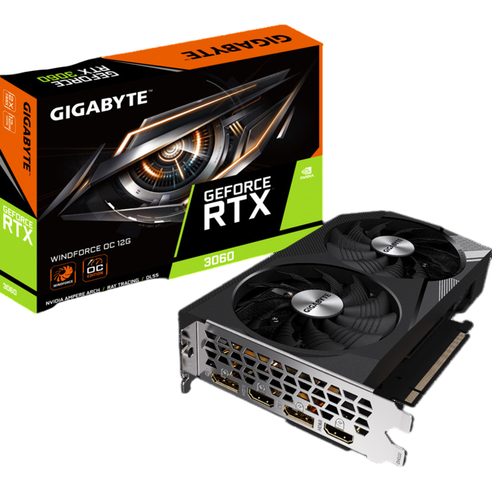 Видеокарта Gigabyte NVIDIA GeForce RTX 3060, GV-N3060WF2OC-12GD 2.0, 12 ГБ, Черный детальное изображение - 8