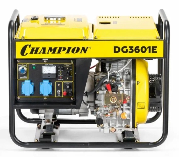 Генератор дизельный с воздушным охлаждением CHAMPION DG3601E, открытый, 2.7 кВт, Желтый детальное изображение - 1
