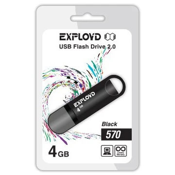 USB Flash накопитель Exployd 570 4 ГБ, черный детальное изображение - 1