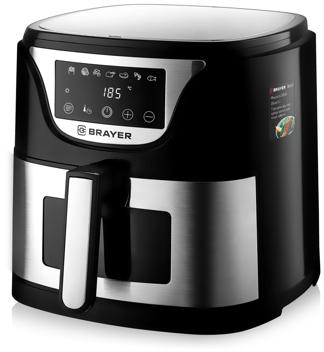 Аэрогриль Brayer BR2037, 5 л, 1500 Вт, Черный детальное изображение - 1