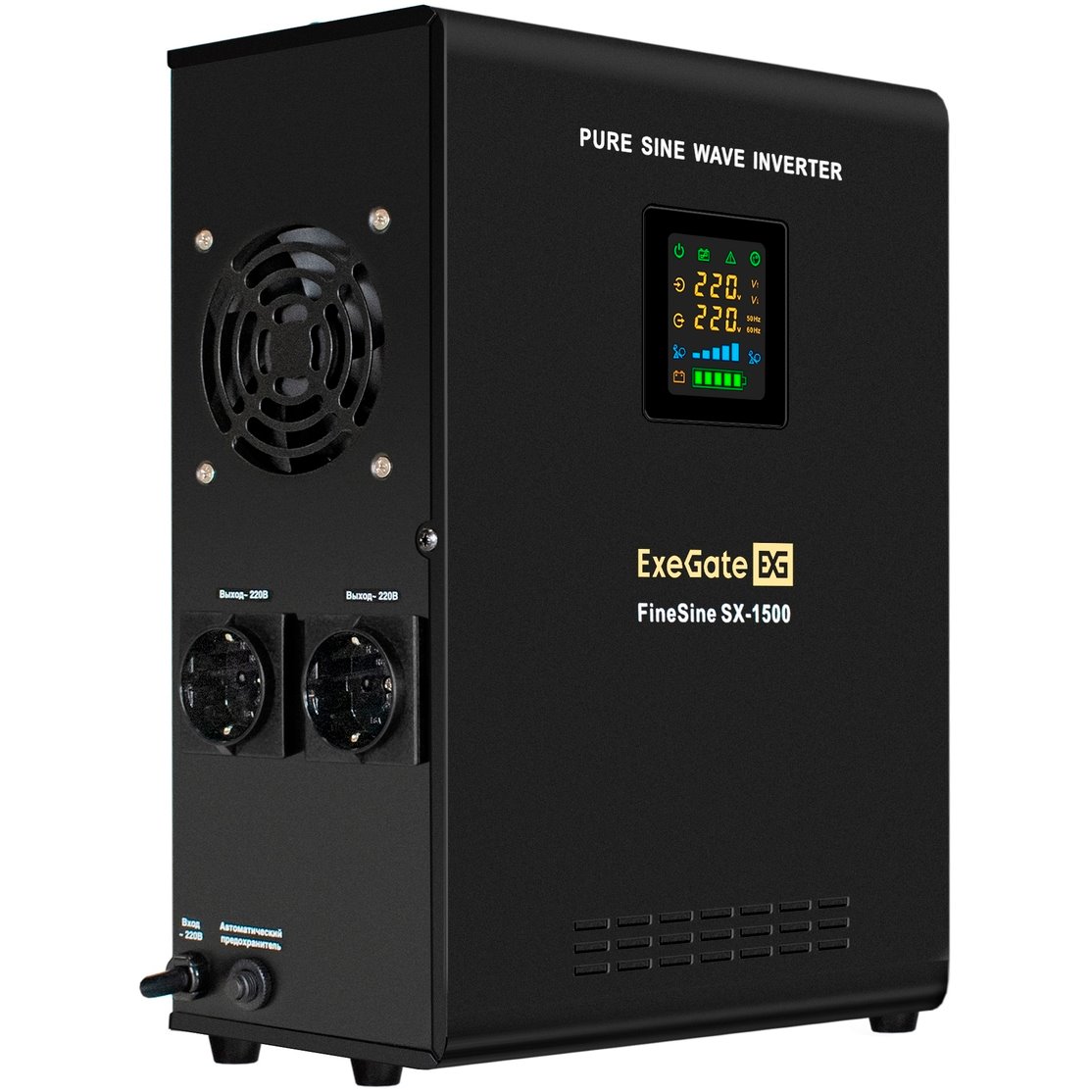 ИБП ExeGate FineSine SX-1500.LCD.AVR.2SH + 2x DT 12120 (120Ач) + батарея детальное изображение - 2