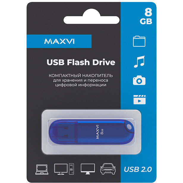 USB Flash накопитель MAXVI P1 8 ГБ, синий детальное изображение - 3