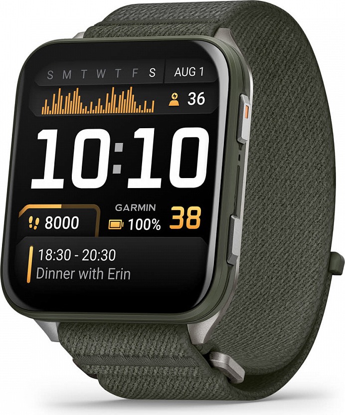 Смарт-часы Garmin Venu X1 46 мм, цвета мха с серой титановой крышкой, черным нейлоновым ремешком ComfortFit детальное изображение - 1