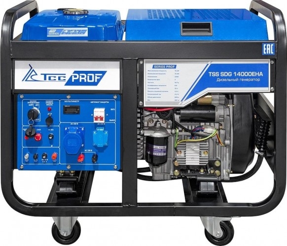 Генератор дизельный с воздушным охлаждением ТСС SDG 14000EHA 100039, открытый, 12 кВт, Синий детальное изображение - 2