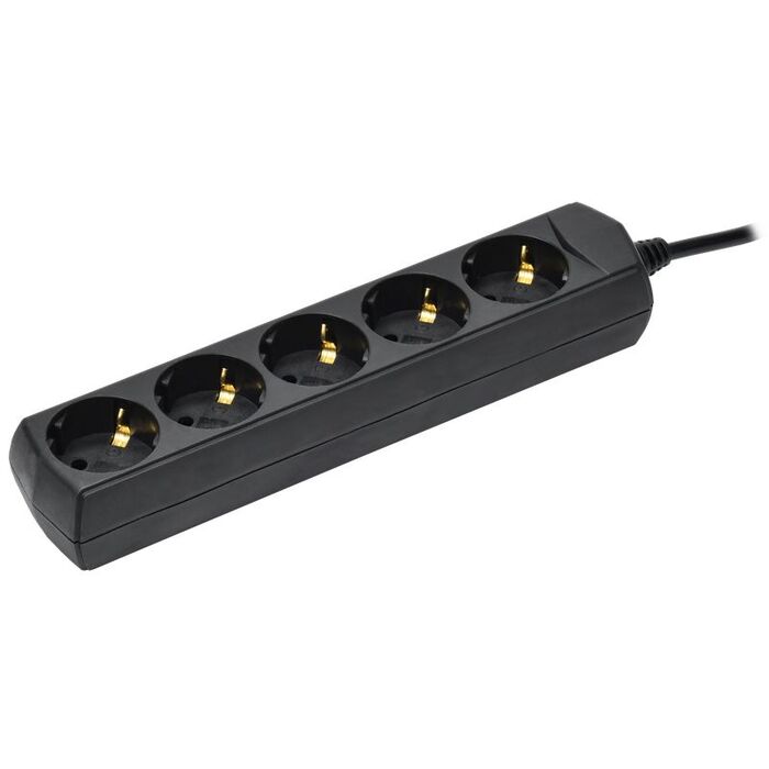 Сетевой удлинитель GENERICA WYP10-10-05-05-Z-K02-G, 5 м, Черный №1