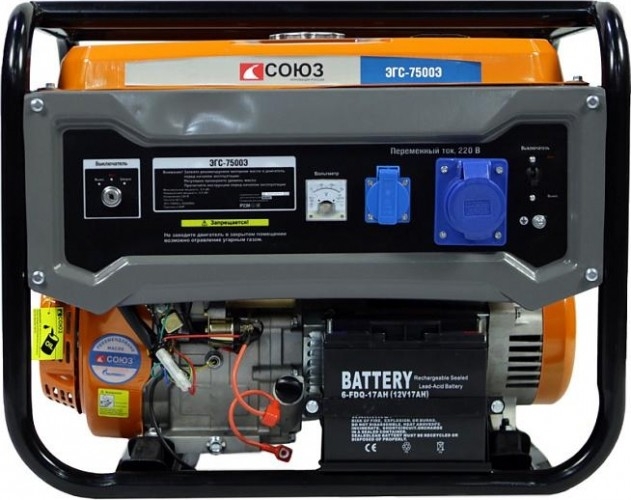 Генератор бензиновый СОЮЗ ЭГС-7500Э, 6 кВт, Оранжевый детальное изображение - 6