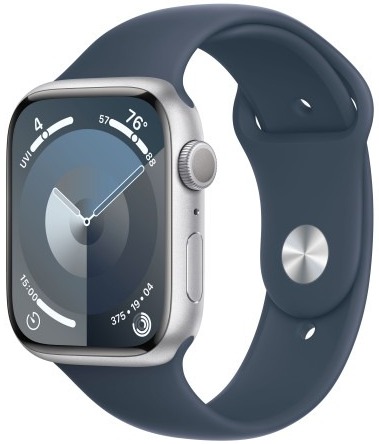 Умные часы Apple Watch Series 9 Silver Aluminium Case, Storm Blue Sport Band  41 мм, Серебристый детальное изображение - 1