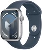 Умные часы Apple Watch Series 9 Silver Aluminium Case, Storm Blue Sport Band  41 мм, Серебристый вариант - 1