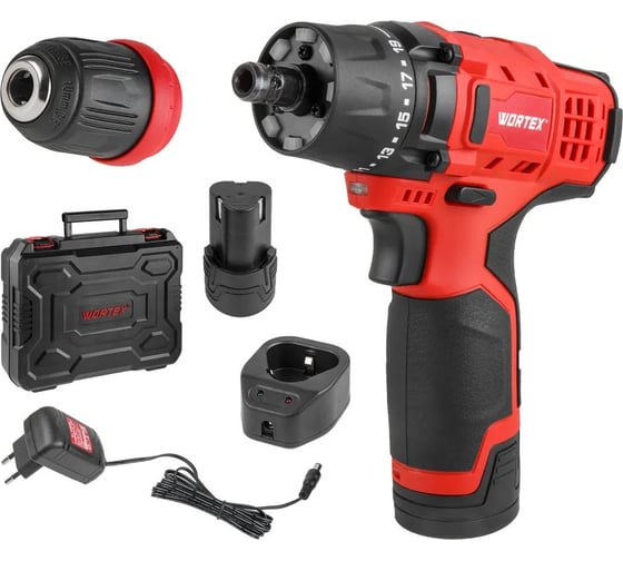 Аккумуляторная дрель-шуруповерт WORTEX BD 1215 LiSET 1326470, 12 В, 30 Нм, 1,5 А·ч детальное изображение - 1