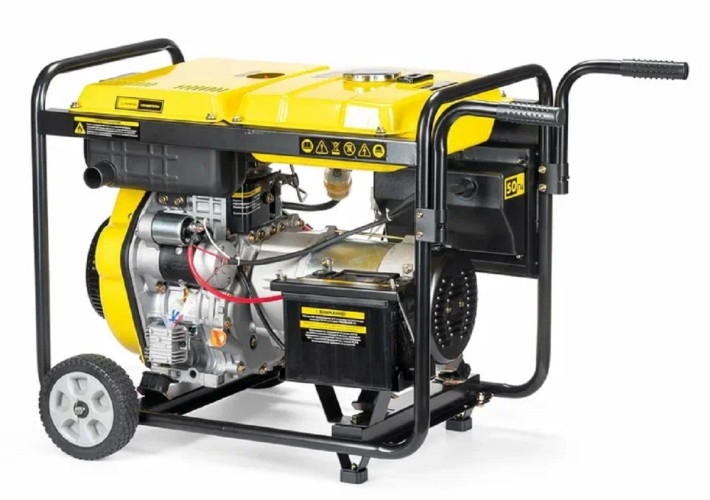 Генератор дизельный с воздушным охлаждением CHAMPION DG6501E, открытый, 5 кВт, Желтый детальное изображение - 6