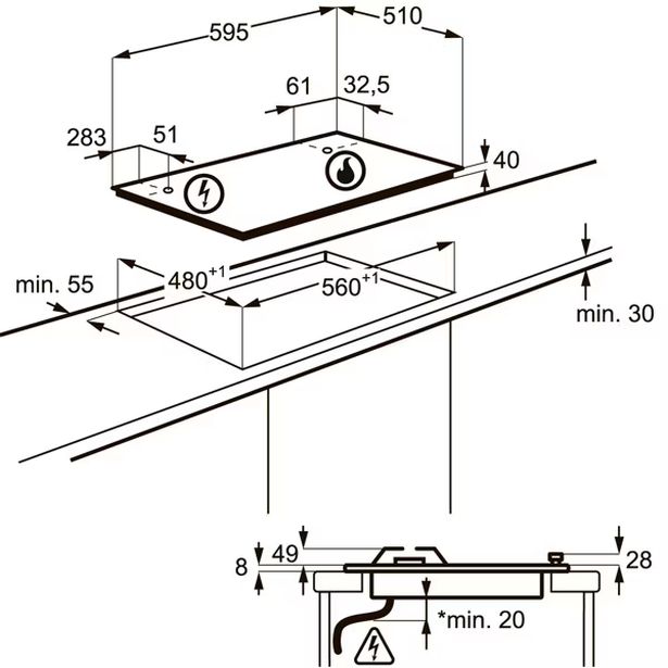 Газовая варочная панель Electrolux GME 263 LX, Стальная детальное изображение - 5