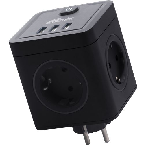 Сетевой фильтр Ritmix RM-043, Черный детальное изображение - 3