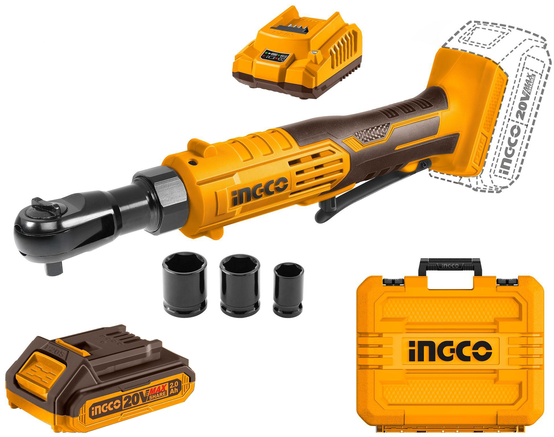 Аккумуляторная дрель-шуруповерт INGCO CDRLI2060152, 20 В, 65 Нм, 2 А·ч детальное изображение - 1