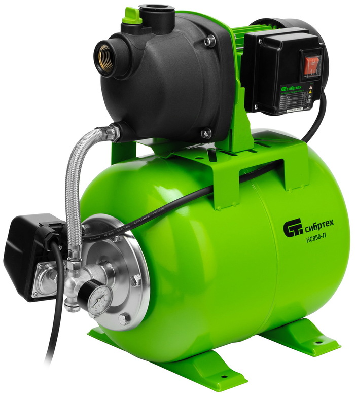 Насос Сибртех НС850-П 97248, 58.33 л/мин, 25 мм, напор 42 м, d=25 мм, 850 Вт, Зеленый №1