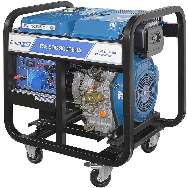 Генератор дизельный с воздушным охлаждением ТСС SDG 9000EHA 100035, открытый, 8 кВт, Синий детальное изображение - 1