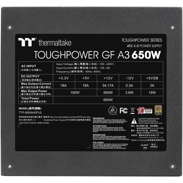 Блок питания Thermaltake Toughpower GF A3 (PS-TPD-0650FNFAGE-H), 650 Вт детальное изображение - 5