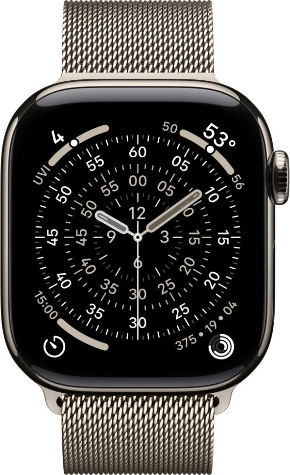 Умные часы Apple Watch Series 11 46 мм, Natural Titanium Case with Natural Milanese Loop, GPS + Cellular, Серебристый детальное изображение - 2