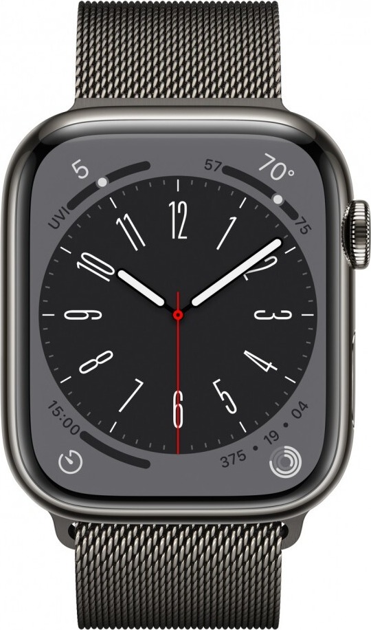 Умные часы Apple Watch Series 8 Black Stainless Steel, Black Milanese Loop 45 мм, Графит детальное изображение - 2