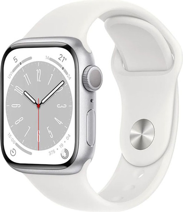 Умные часы Apple Watch Series 8 White Aluminum, White Sport Band 41 мм, Серебристый детальное изображение - 1
