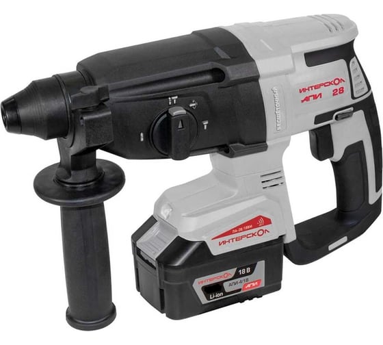 Бесщеточный аккумуляторный перфоратор Интерскол ПА-28/18ВМ SDS plus, Li-ion АПИ кейс, 2 аккум., 2.0 Ач, ЗУ 732.2.2.70, 3 Дж, 5300 уд/мин детальное изображение - 1