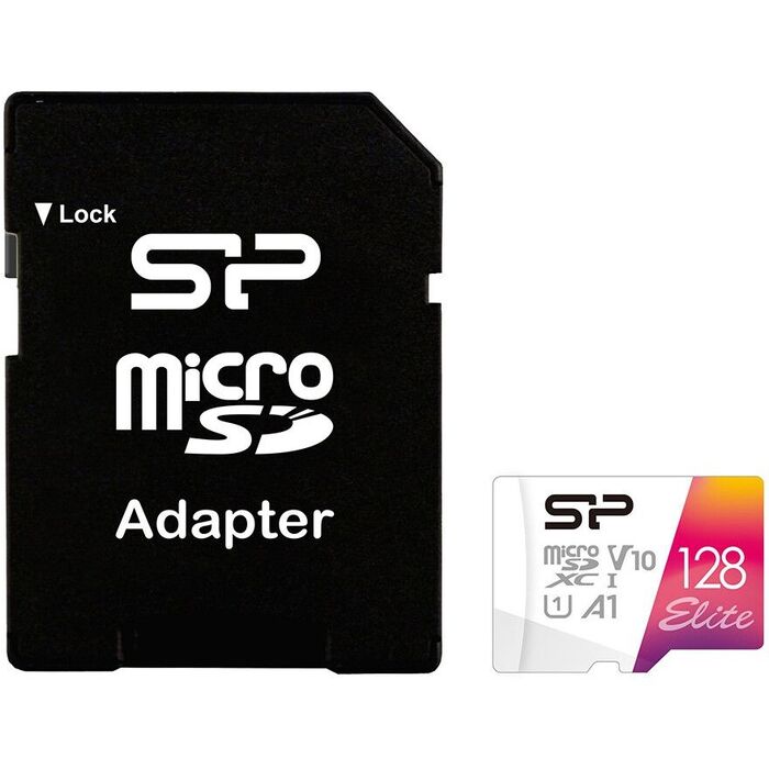 Карта памяти Silicon Power Elite MicroSD + SD адаптер (SP128GBSTXBV1V20SP), 128 Гб №1