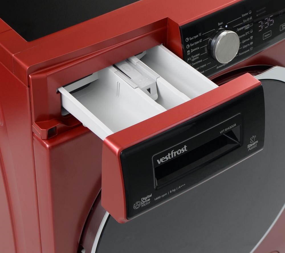 Стиральная машина Vestfrost VFT 8143DDR, Красный детальное изображение - 4