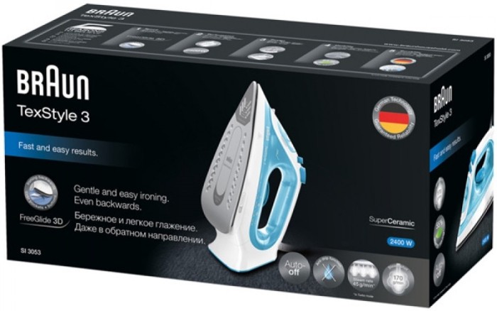 Утюг Braun TexStyle 3 SI 3053, Белый/Голубой детальное изображение - 3