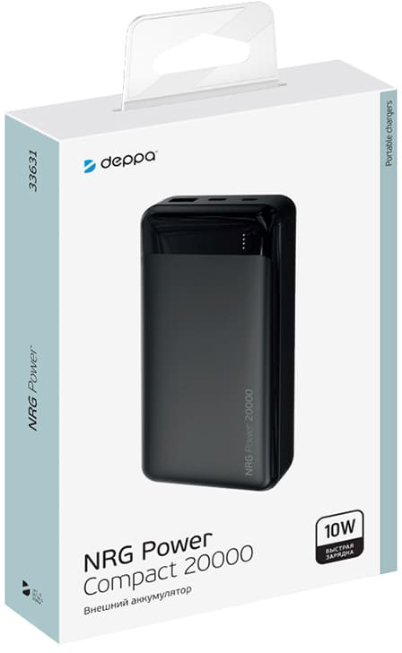 Внешний аккумулятор Deppa NRG Power Compact (33631), 20000 мАч, Черный детальное изображение - 4