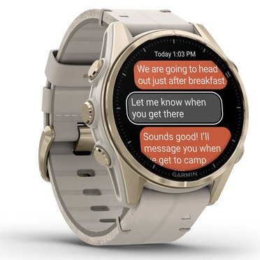 Смарт-часы Garmin Fenix 8 AMOLED Sapphire, 43 мм, Золотистый, Серый кожаный ремешок детальное изображение - 7