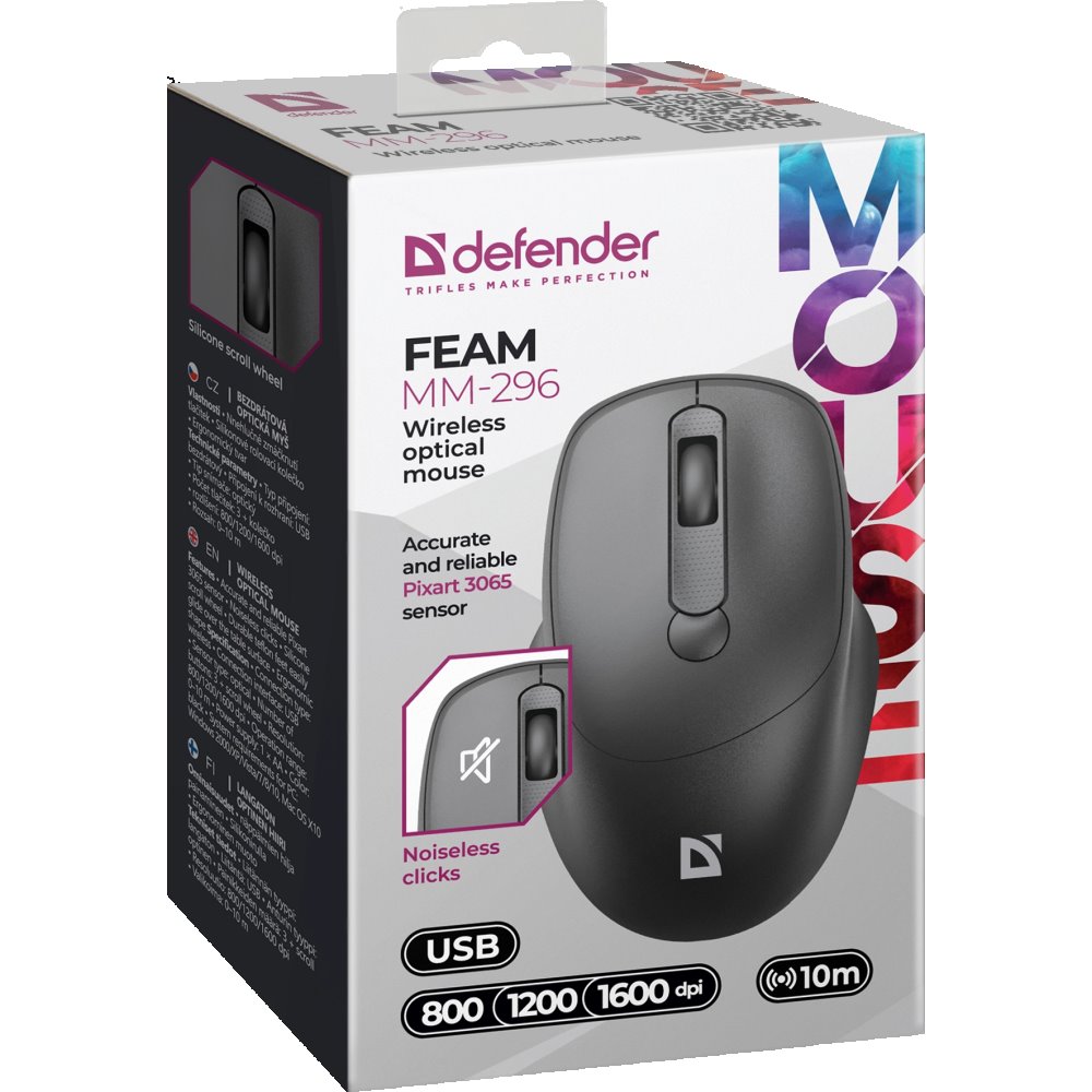 Мышь Defender Feam MM-296  (52296), Черный детальное изображение - 2
