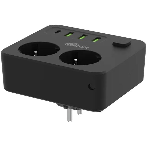 Сетевой фильтр Ritmix RM-023PD, 2 м, Черный детальное изображение - 3