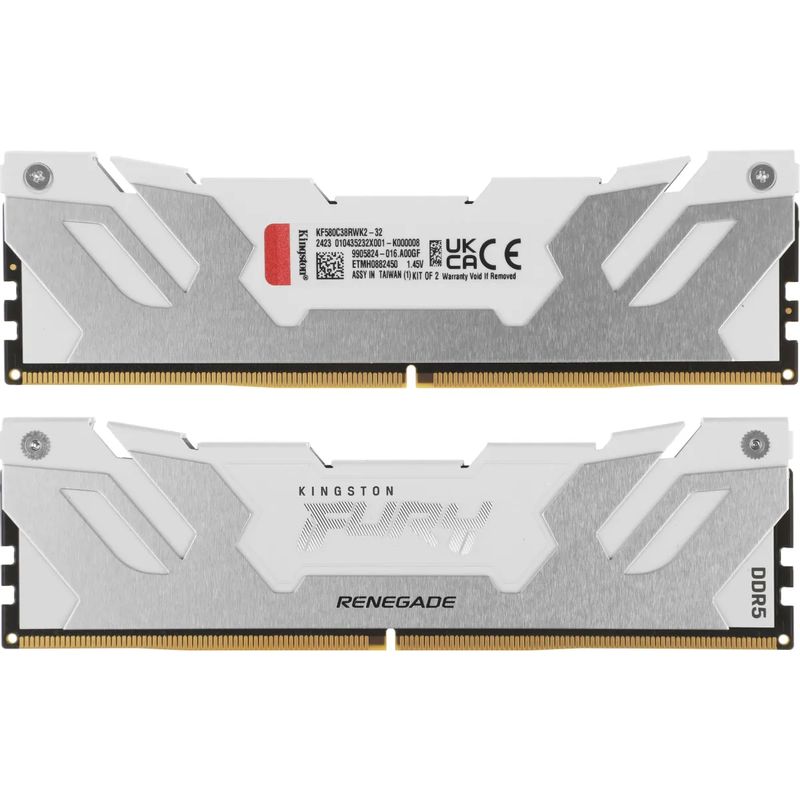 Оперативная память Kingston Fury Renegade White DDR5 8000MHz, KF580C38RWK2-32, 2x16 Гб KIT, 32 Гб детальное изображение - 2