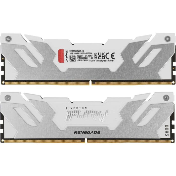 Оперативная память Kingston Fury Renegade White DDR5 8000MHz, KF580C38RWK2-32, 2x16 Гб KIT, 32 Гб №2