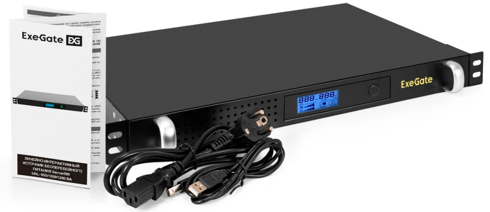 ИБП ExeGate 1U ServerRM UNL-650.LCD.AVR.4C13.RJ.USB.1U детальное изображение - 1