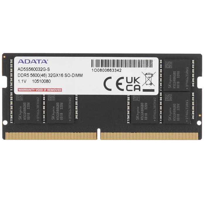 Оперативная память ADATA SO-DIMM DDR5 5600MHz, AD5S560032G-S, 32 Гб №1
