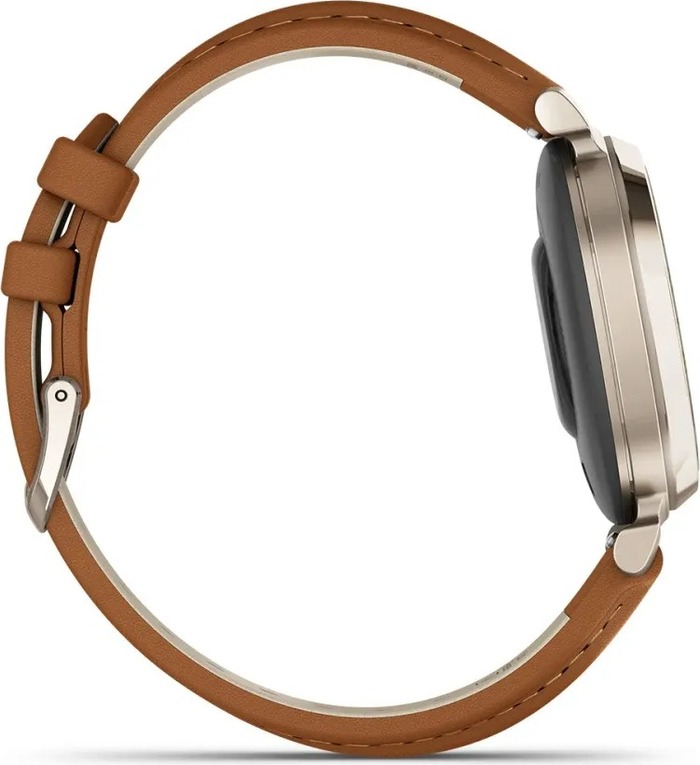 Смарт-часы Garmin Lily 2 Classic, 35 мм, с безелем цвета кремовое золото, коричневый кожаный ремешок №4