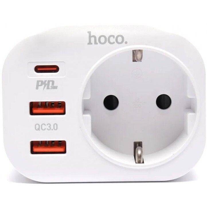 Сетевой переходник HOCO NS3, Белый детальное изображение - 2