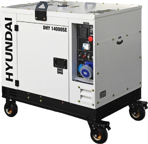 Генератор дизельный с воздушным охлаждением HYUNDAI DHY 14000SE, в кожухе, 10 кВт, Белый детальное изображение - 1