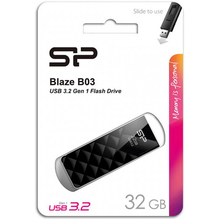 USB Flash накопитель Silicon Power Blaze B03 (SP032 ГБUF3B03V1K) 32 ГБ, черный №2