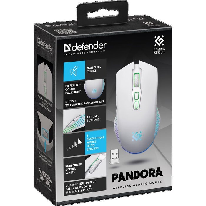 Мышь Defender Pandora GM-502  (52502), Белый №3