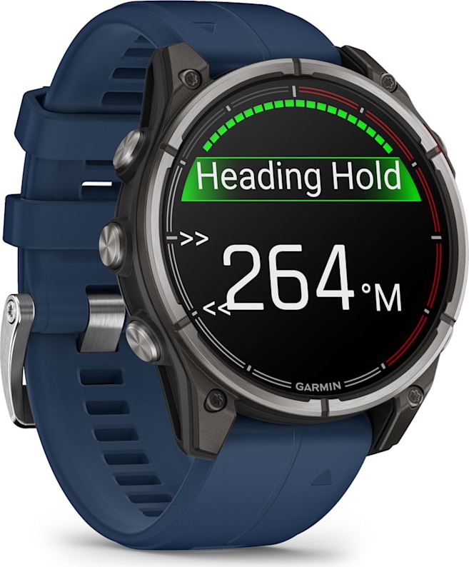 Смарт-часы Garmin Quatix 8 47 мм, AMOLED, Sapphire, Titanium, Синий силиконовый ремешок детальное изображение - 3